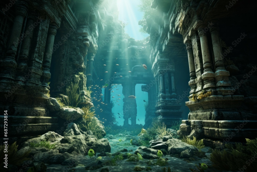 Legendary Atlantis. The sunken continent of an ancient highly developed civilization. Underwater historical discoveries Legendary Atlantis. The sunken continent of an ancient highly developed civilization. Underwater historical discoveries