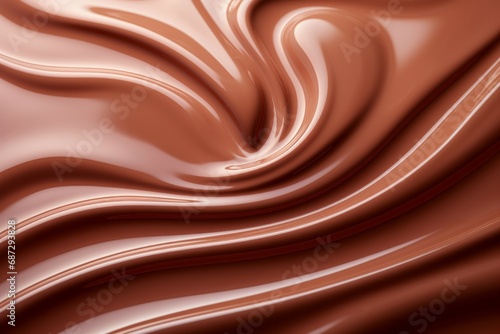 Abstract backdrop of melted milk chocolate. Background with selective focus and copy space