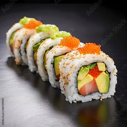 Makroaufnahme einer Sushi-Rolle photo