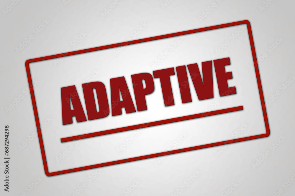 Adaptive. A red stamp illustration isolated on light grey background. - obrazy, fototapety, plakaty 