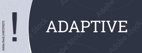 Adaptive. A blue banner illustration with white text.