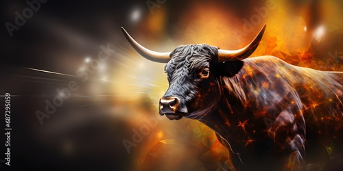 Hossa bull energetic trading symbol stock exchange bull market investing background - Generative ai