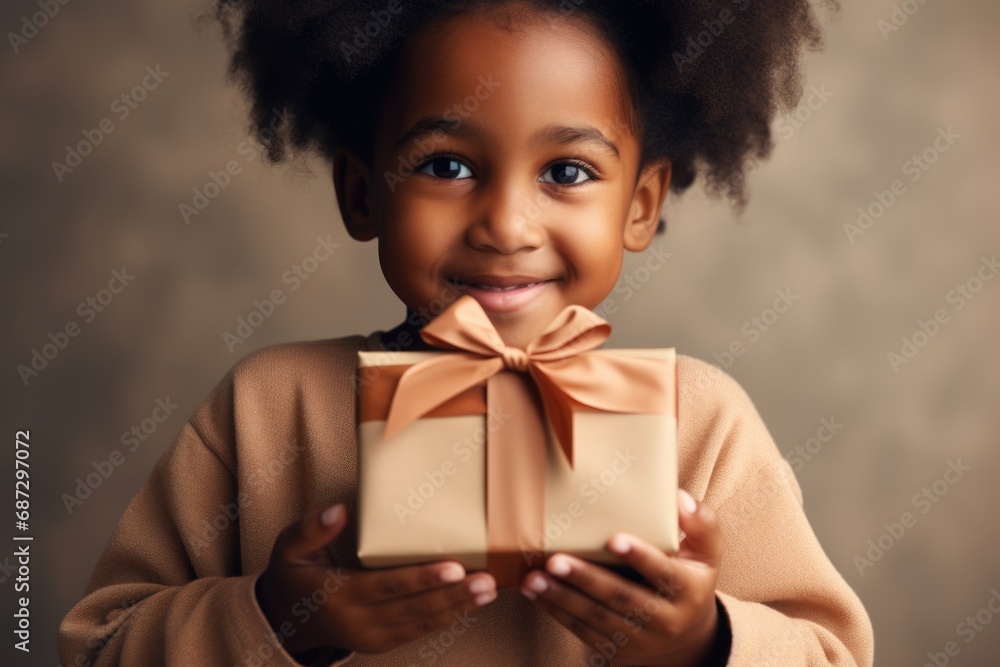 Cherishing the moment: a surprised and happy boy holds onto a big Christmas gift, embodying the spirit of holiday joy and celebration Cherishing the moment: a surprised and happy boy holds onto a big Christmas gift, embodying the spirit of holiday joy and celebration