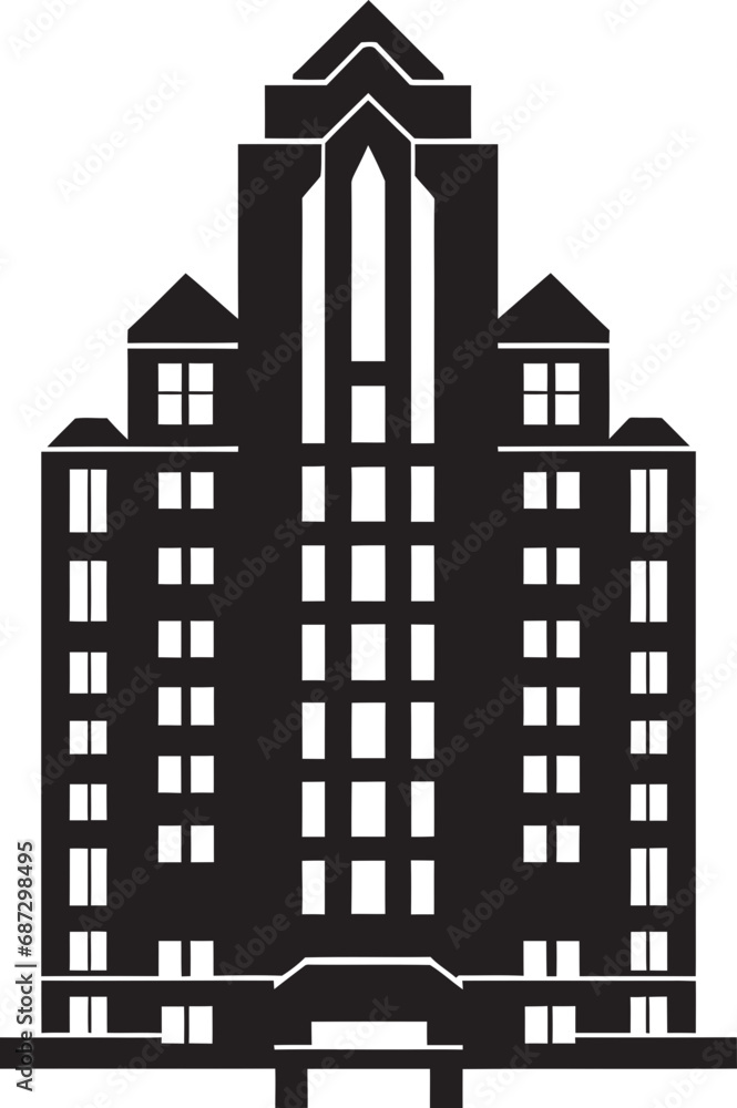 Cityscape Serenity Vector Art in Noir The Art of Building Forms Monochrome Vector SilhouettesThe Art of Building Forms Monochrome Vector Silhouettes Nights Palette Black Vector Cityscape