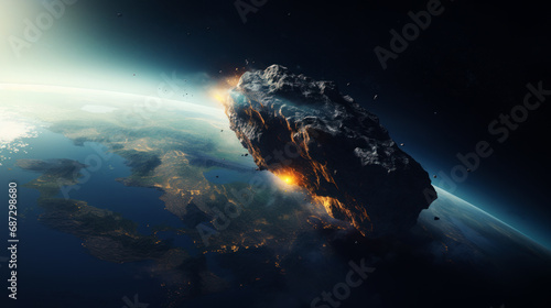 Asteroid flying towards Earth