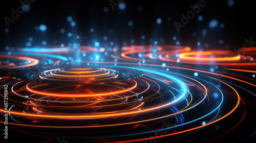 Luminous Rings: Concentric Glowing Circles. Generative AI