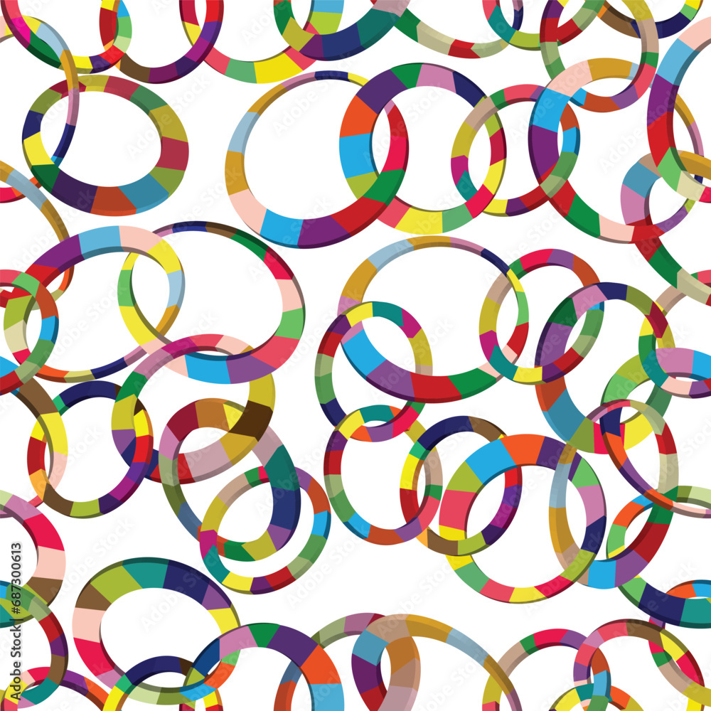 Tangled colorful 3d circles seamless pattern on white background Tangled colorful 3d circles seamless pattern on white background