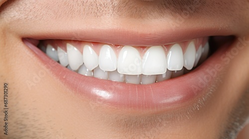 Closeup perfect smile with white beauty healthy teeth wallpaper background