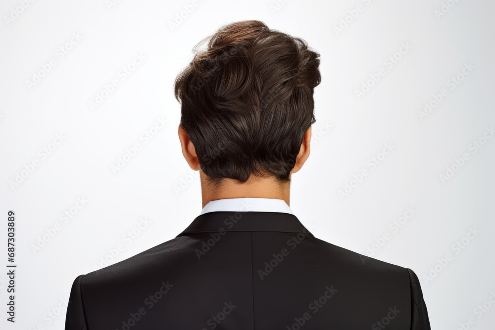 Man from the back on white background Man from the back on white background