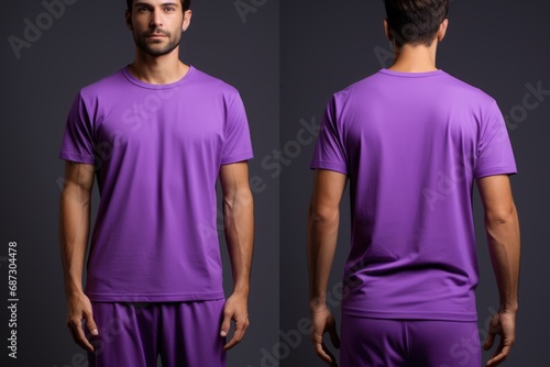 Men's T-shirt with blank space, T-shirt mockup template example for your logo design. Men's clothing, isolated background sport style