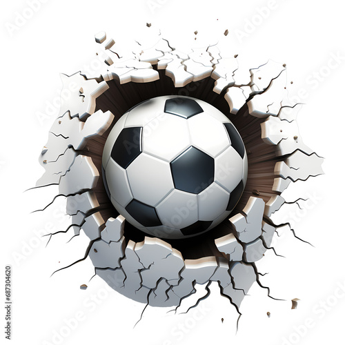 Soccer Ball Cracked Wall Clipart | Bursting Through The Wall Icon © Filip