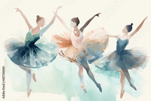 Ballet dancers gracefully perform a dance, showcasing exquisite movements and poise. Beauty, precision, and artistry of ballet as the dancers express themselves through the fluidity of motion.