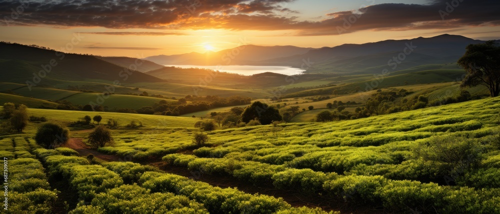 Wonderful Sunsets Over Tea Plantations: The Splendor of Nature