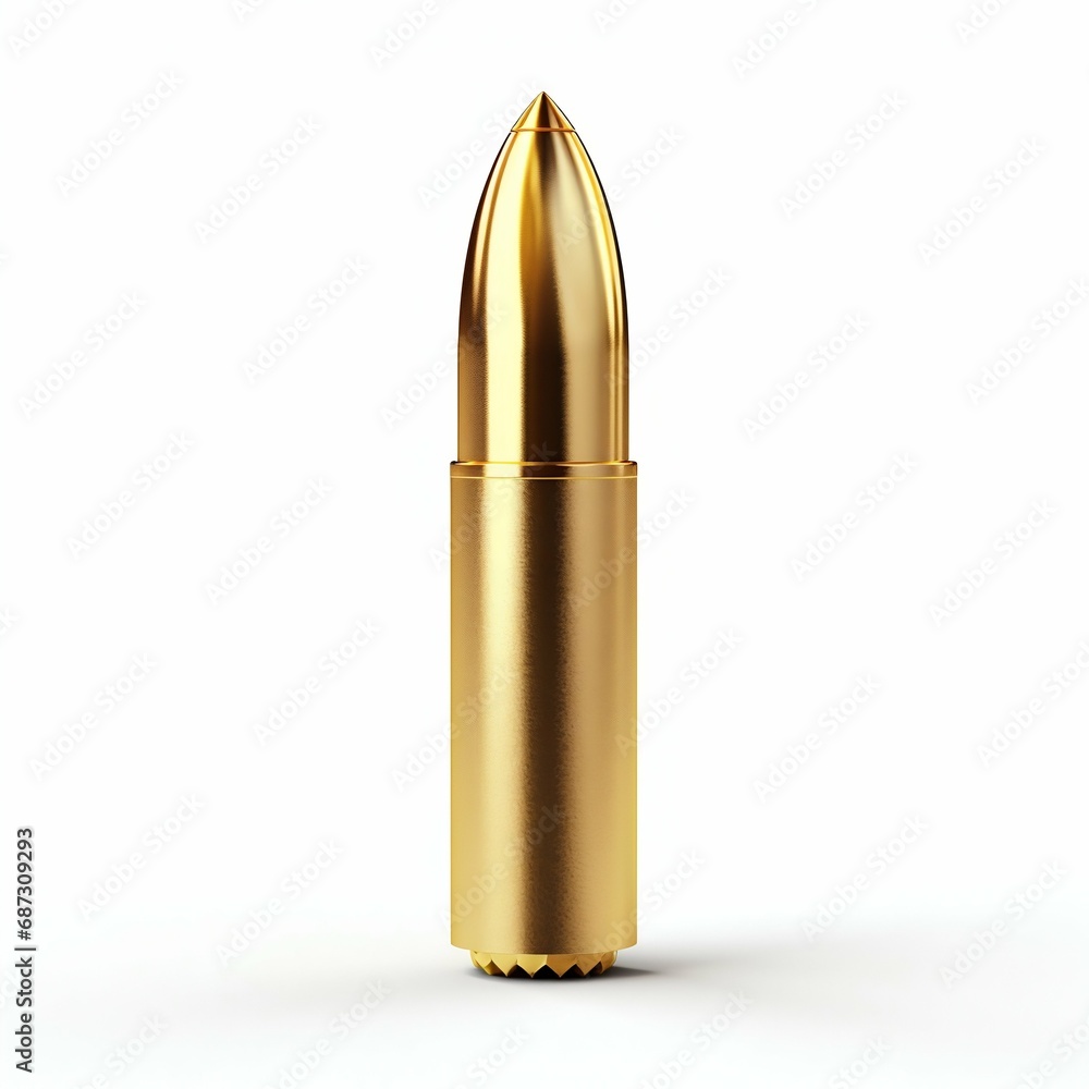 Golden Bullet Cartridge Isolated on White. Generative ai Golden Bullet Cartridge Isolated on White. Generative ai