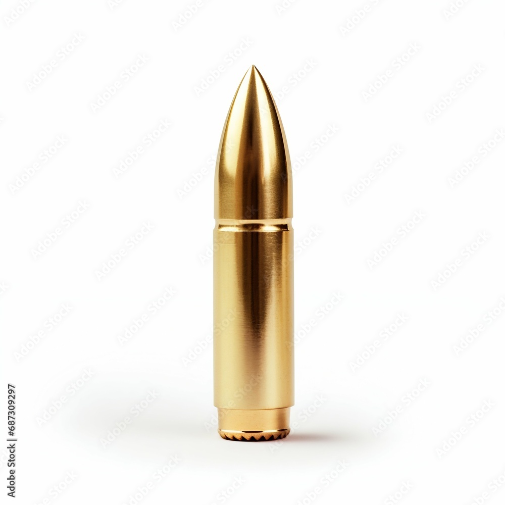 Golden Bullet Cartridge Isolated on White. Generative ai Golden Bullet Cartridge Isolated on White. Generative ai