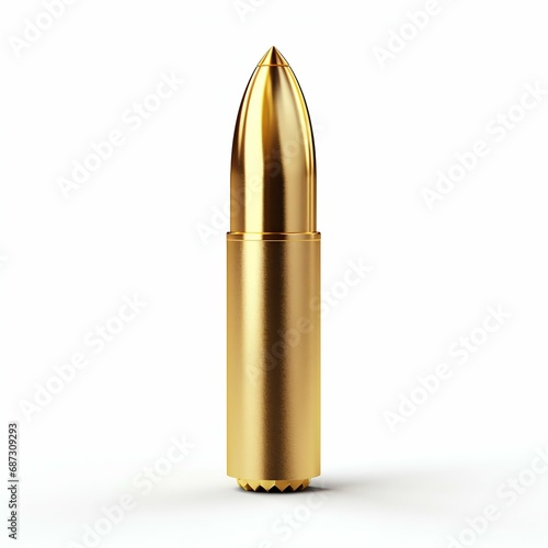 Wallpaper Mural Golden Bullet Cartridge Isolated on White. Generative ai Torontodigital.ca
