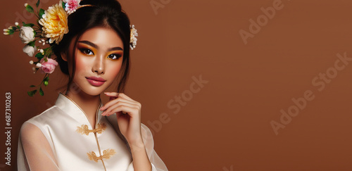 Fashion portrait of young Asian girl. photo