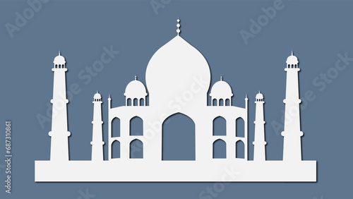 taj mahal , India with shadow vector illustration