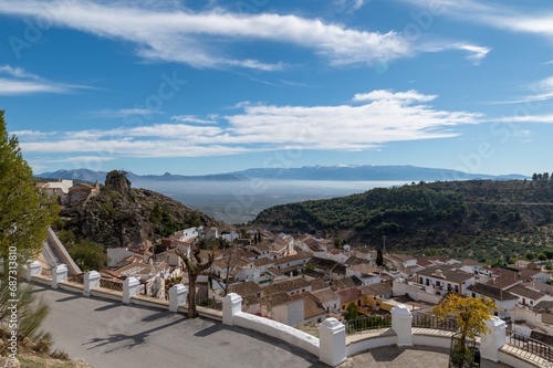 Fototapeta Naklejka Na Ścianę i Meble -  Panoramic view of the Granada town of Moclin (Spain) on a sunny autumn day