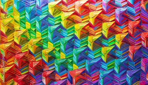 abstract background of geometric shapes pattern in full color rainbow colors