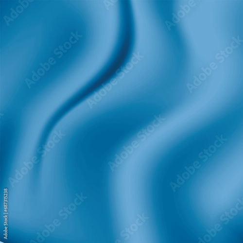 Silk blue background. Abstract vector pattern with copy space. Liquid wave texture, smooth drapery wallpaper. Wedding fabric, satin. Wavy design for banner, card, postcard, backdrop