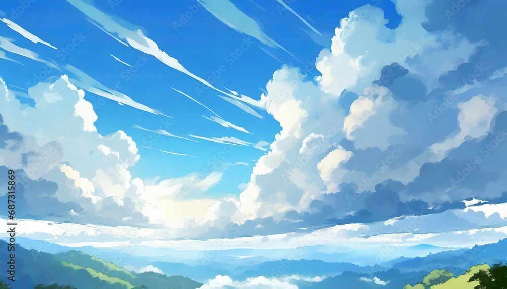 sky view anime style background wallpaper anime beautiful sky generative ai