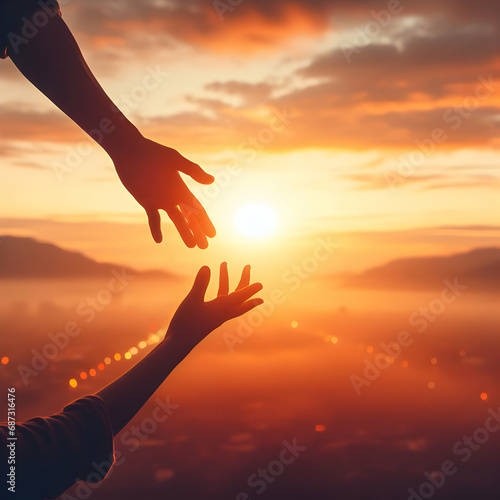 A Man and a Woman's Hands Reaching out to Help