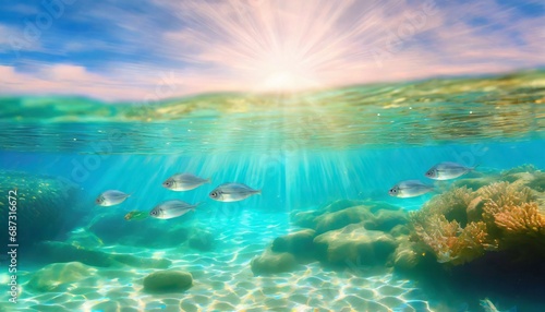 abstract underwater background marine coastal world fish sunny travel beach landscape © Irene