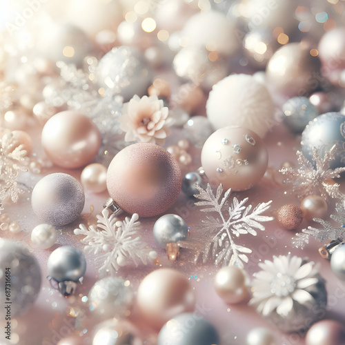 Festive Background with Sparkles and Bokeh in Pastel Pearls