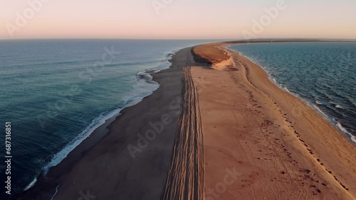 Aerial Flight near Great Point Lighthouse, Nantucket Island, Massachusetts, USA. 4K