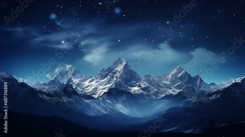 Mountain Range Under Starry Night Sky Background © Michael