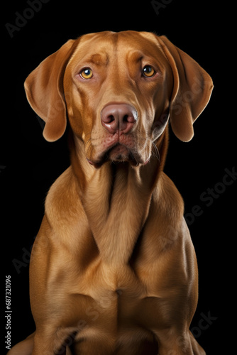 Portrait of a Hungarian Vizsla dog  isolated on black background