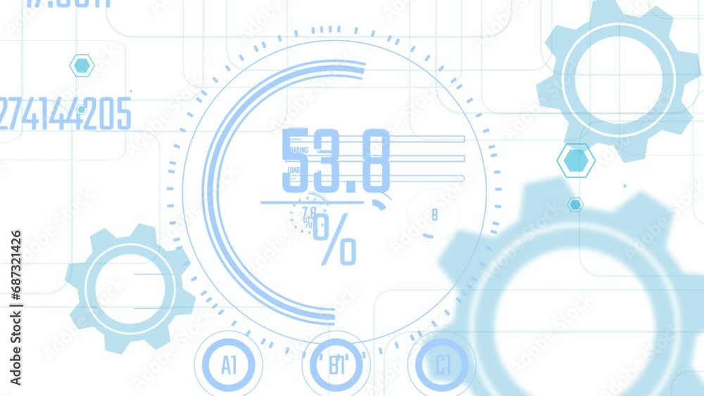 modern digital data loading interface graphic on white background. Soft blue icons and programming symbols for technology overlay backdrop modern digital data loading interface graphic on white background. Soft blue icons and programming symbols for technology overlay backdrop