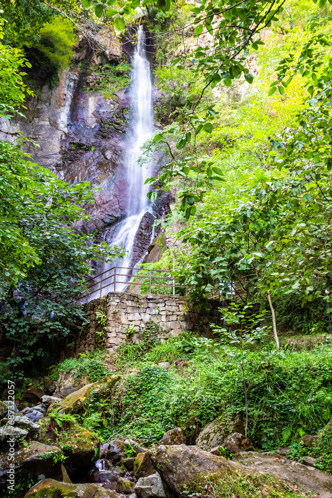 travel to Georgia - Makhuntseti Waterfall in Adjara on autumn day travel to Georgia - Makhuntseti Waterfall in Adjara on autumn day