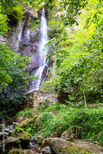 travel to Georgia - Makhuntseti Waterfall in Adjara on autumn day photo