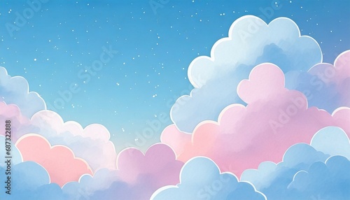 abstract kawaii cloudy colorful sky background soft gradient pastel comic graphic concept for wedding card design or presentation