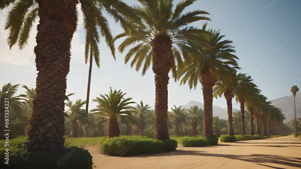 palm trees in the park,subtle rustle of palm leaves, adding to the tranquil atmosphere