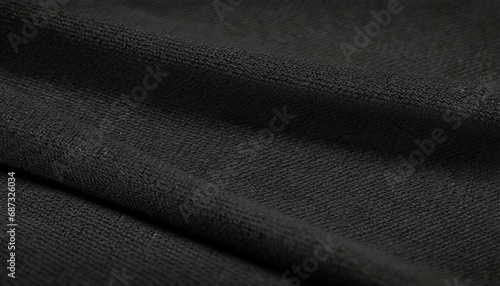 black flag cloth in full frame with selective focus 3d illustration of pitch dark colored garment with clean natural linen texture for background banner or wallpaper use