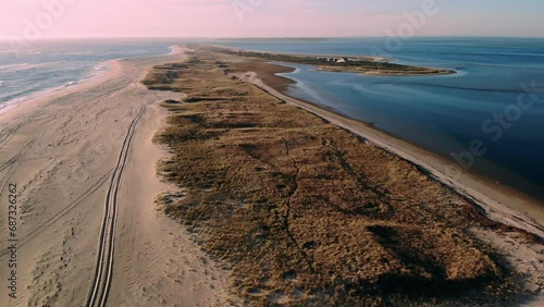 Aerial Flight Above Madaket, Nantucket Island, Massachusetts, USA. 4K