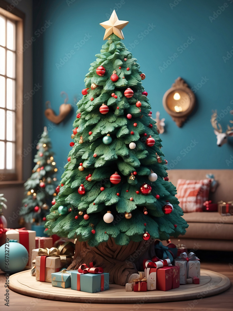 beautiful decorated christmas tree in a living room