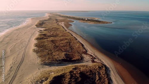 Aerial Flight Above Madaket, Nantucket Island, Massachusetts, USA. 4K
