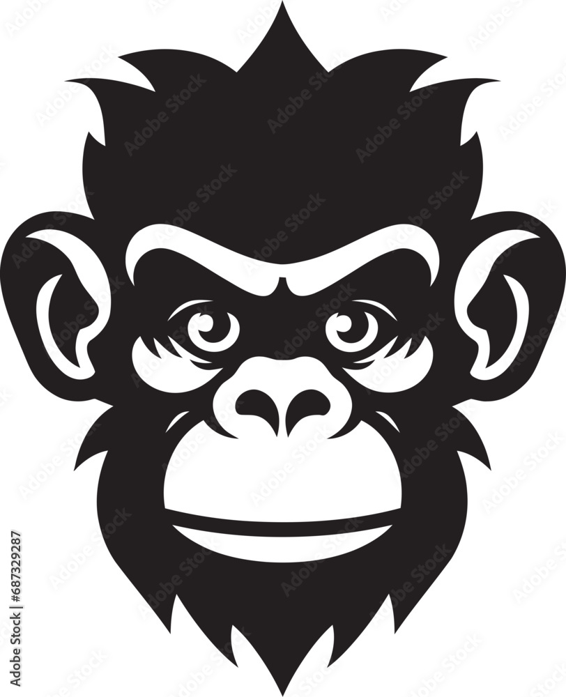 Ape and Monkey Love Story in Black and WhiteWildlife Noir Primate Romance Vector Art