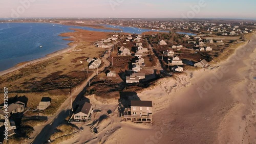 Aerial Flight Above Madaket, Nantucket Island, Massachusetts, USA. 4K