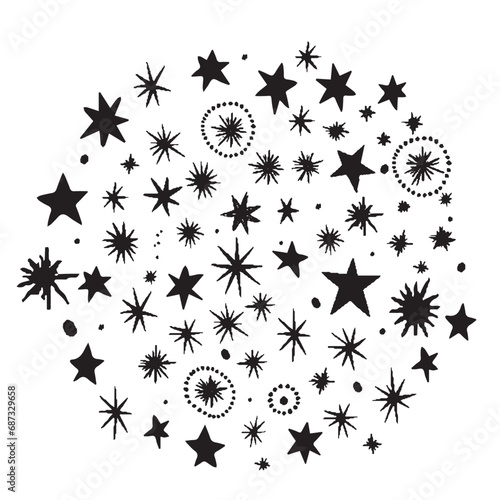 Set of stars isolated on white