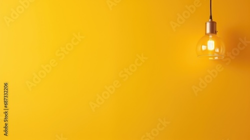 lamp hanging on a blank yellow background. copy space. space for text