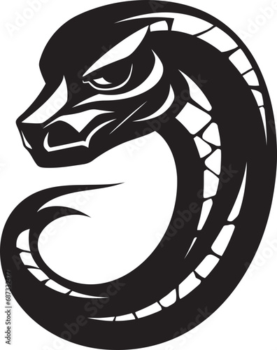 Mystic Cobra Glyph Vector Snake SilhouetteSleek Black Mamba Noir Vector Design photo