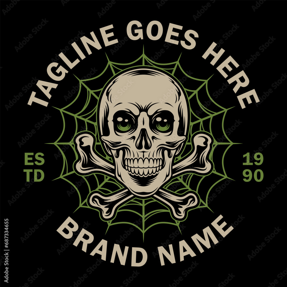 vector illustration of a skull on a spider web background vector illustration of a skull on a spider web background