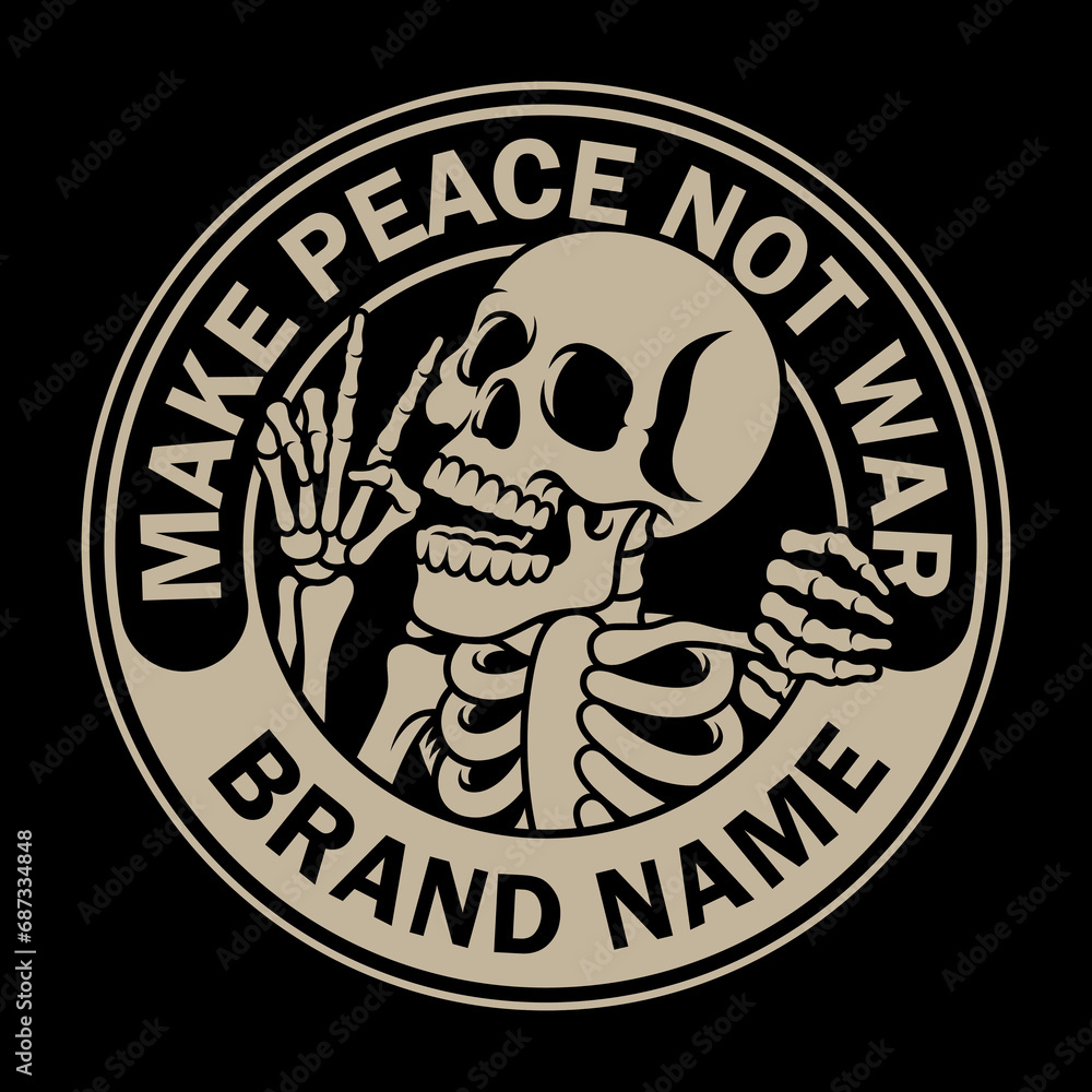 Fototapeta premium Vector illustration skeleton make peace gesture