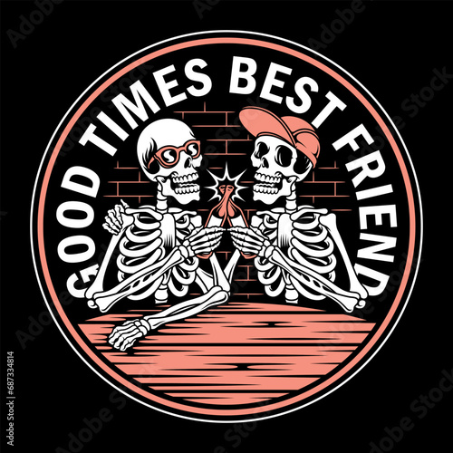 vector illustration skull toast with a bottle of drink