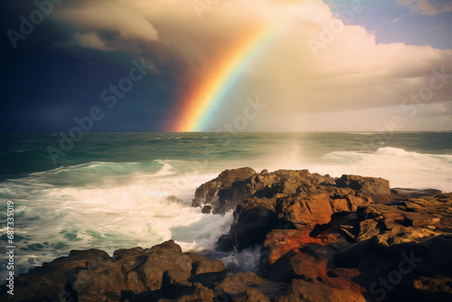 Rainbow over the Sea  After a Storm